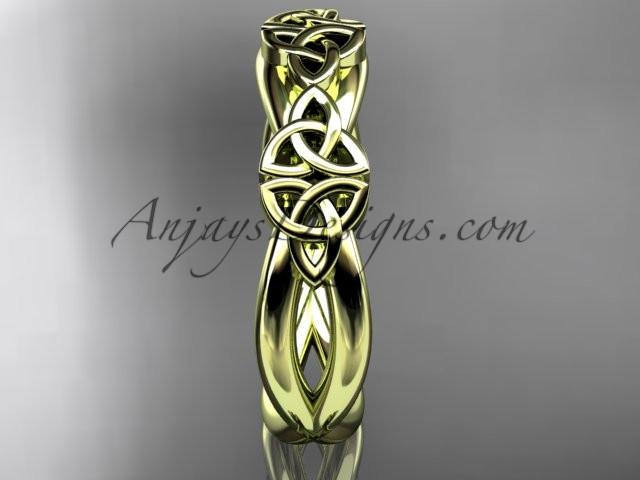 14kt yellow gold celtic trinity knot wedding band, engagement ring CT7505G - AnjaysDesigns