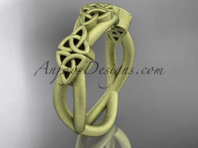 14kt yellow gold celtic trinity knot wedding band, matte finish wedding band, engagement ring CT7505G - AnjaysDesigns