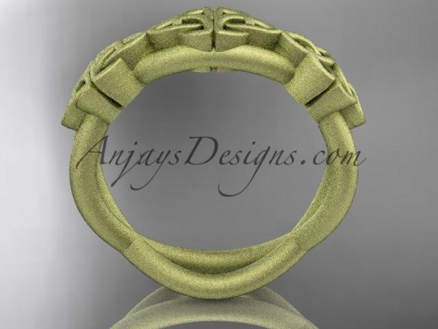 14kt yellow gold celtic trinity knot wedding band, matte finish wedding band, engagement ring CT7505G - AnjaysDesigns