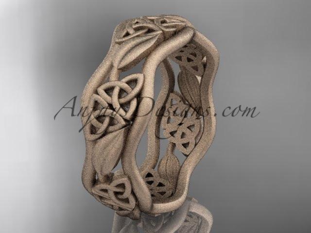 14kt rose gold celtic trinity knot wedding band, matte finish wedding band, engagement ring CT7506G - AnjaysDesigns
