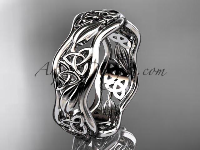 14kt white gold celtic trinity knot wedding band, engagement ring CT7506G - AnjaysDesigns