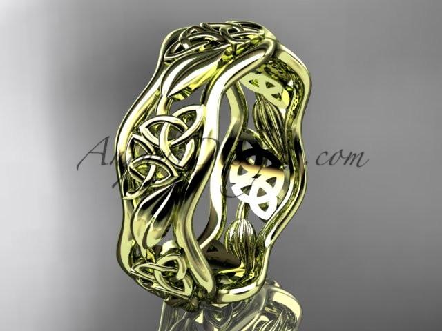 14kt yellow gold celtic trinity knot wedding band, engagement ring CT7506G - AnjaysDesigns