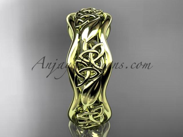 14kt yellow gold celtic trinity knot wedding band, engagement ring CT7506G - AnjaysDesigns