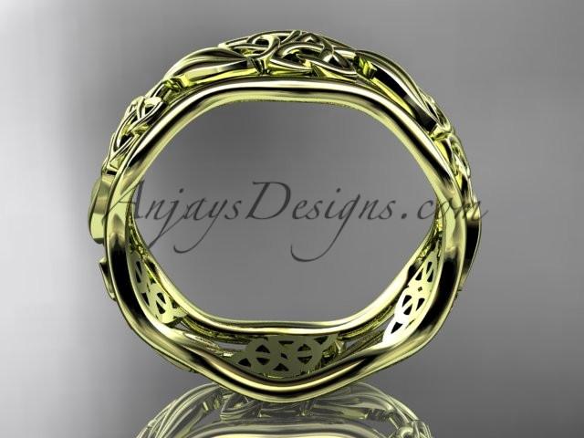 14kt yellow gold celtic trinity knot wedding band, engagement ring CT7506G - AnjaysDesigns