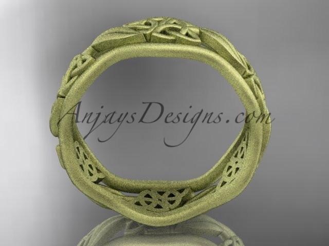 14kt yellow gold celtic trinity knot wedding band, matte finish wedding band, engagement ring CT7506G - AnjaysDesigns