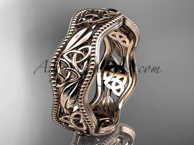14kt rose gold celtic trinity knot wedding band, engagement ring CT7508G - AnjaysDesigns