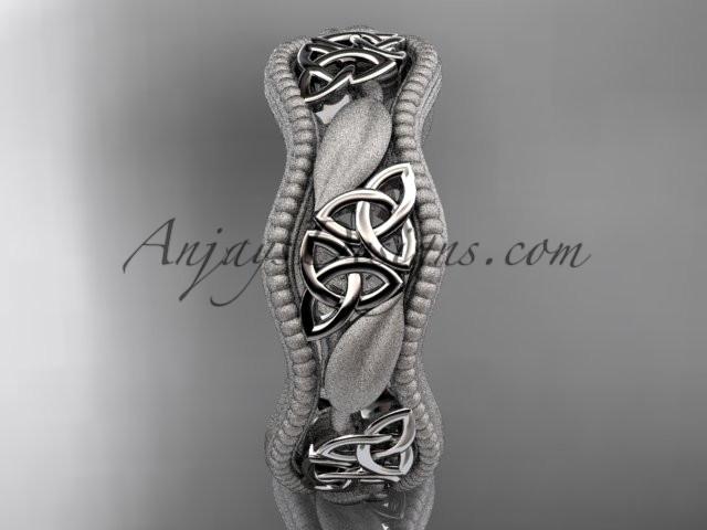 platinum celtic trinity knot wedding band, engagement ring CT7508GM - AnjaysDesigns