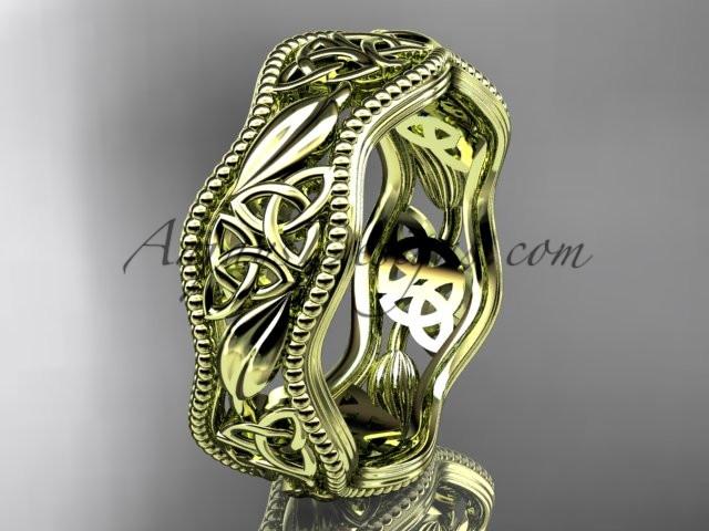 14kt yellow gold celtic trinity knot wedding band, engagement ring CT7508G - AnjaysDesigns