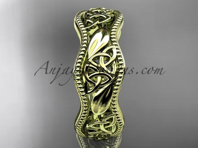 14kt yellow gold celtic trinity knot wedding band, engagement ring CT7508G - AnjaysDesigns