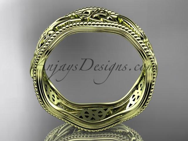 14kt yellow gold celtic trinity knot wedding band, engagement ring CT7508G - AnjaysDesigns