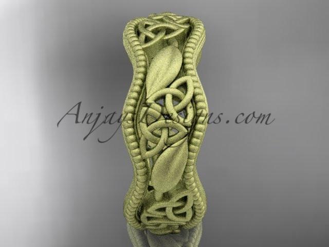 14kt yellow gold celtic trinity knot wedding band, matte finish wedding band, engagement ring CT7508G - AnjaysDesigns