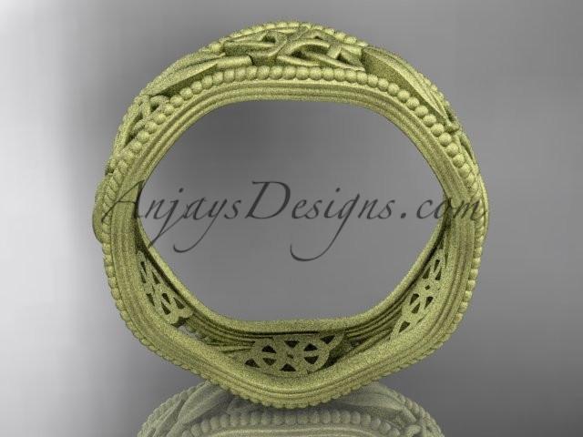 14kt yellow gold celtic trinity knot wedding band, matte finish wedding band, engagement ring CT7508G - AnjaysDesigns