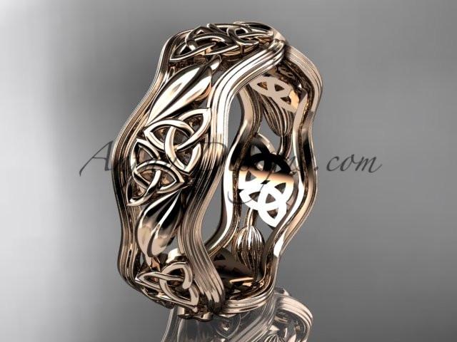 14kt rose gold celtic trinity knot wedding band, engagement ring CT7510G - AnjaysDesigns