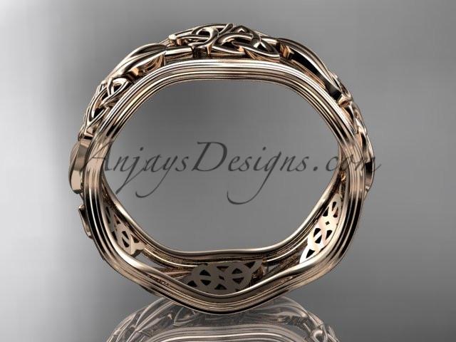 14kt rose gold celtic trinity knot wedding band, engagement ring CT7510G - AnjaysDesigns
