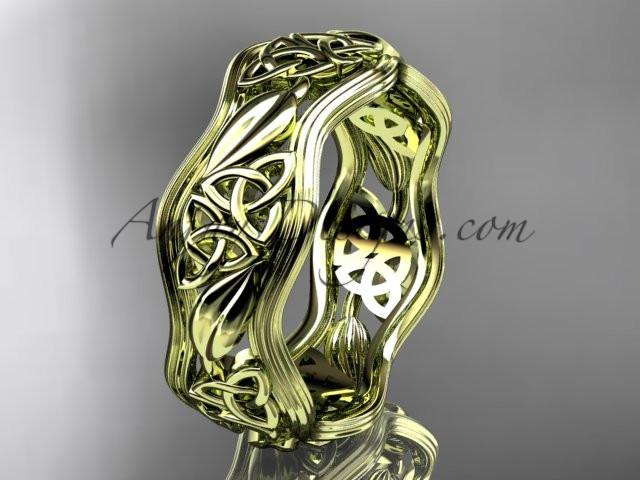 14kt yellow gold celtic trinity knot wedding band, engagement ring CT7510G - AnjaysDesigns