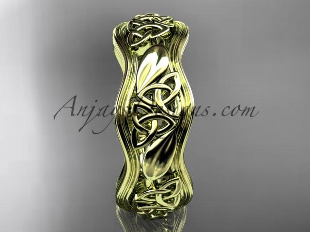 14kt yellow gold celtic trinity knot wedding band, engagement ring CT7510G - AnjaysDesigns