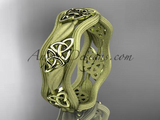 14kt yellow gold celtic trinity knot wedding band, engagement ring CT7510GM - AnjaysDesigns