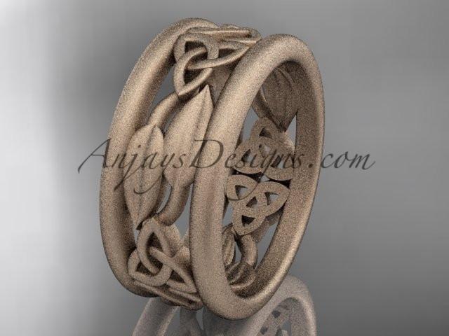 14kt rose gold celtic trinity knot wedding band, matte finish wedding band, engagement ring CT7511G - AnjaysDesigns