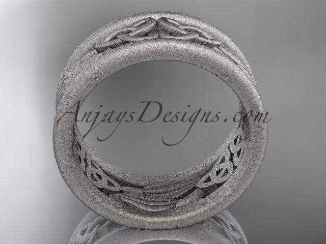 platinum celtic trinity knot wedding band, matte finish wedding band, engagement ring CT7511G - AnjaysDesigns