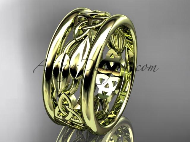 14kt yellow gold celtic trinity knot wedding band, engagement ring CT7511G - AnjaysDesigns