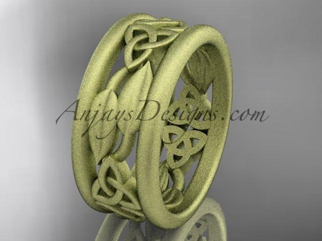 14kt yellow gold celtic trinity knot wedding band, matte finish wedding band, engagement ring CT7511G - AnjaysDesigns