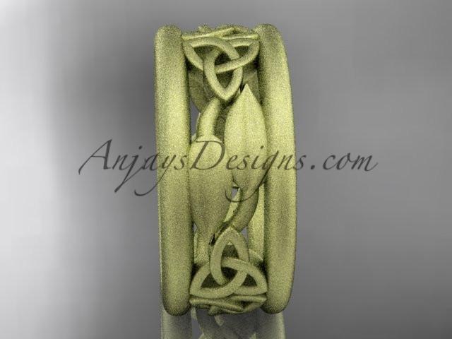 14kt yellow gold celtic trinity knot wedding band, matte finish wedding band, engagement ring CT7511G - AnjaysDesigns