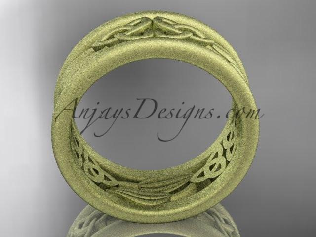 14kt yellow gold celtic trinity knot wedding band, matte finish wedding band, engagement ring CT7511G - AnjaysDesigns