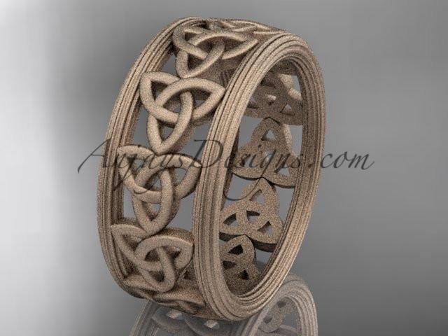 14kt rose gold celtic trinity knot wedding band, matte finish wedding band, engagement ring CT7513G - AnjaysDesigns