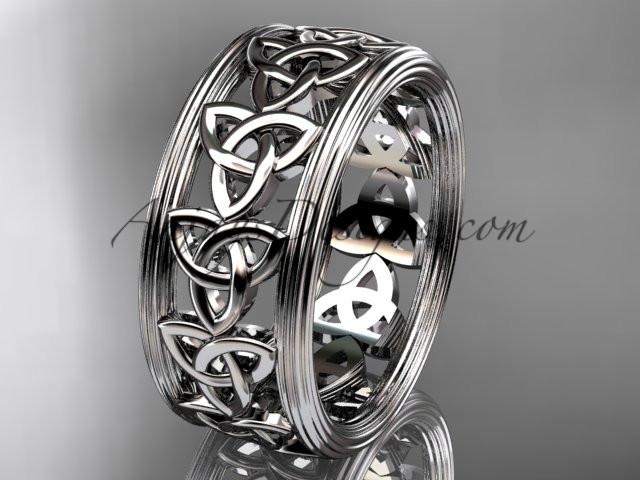platinum celtic trinity knot wedding band, engagement ring CT7513G - AnjaysDesigns
