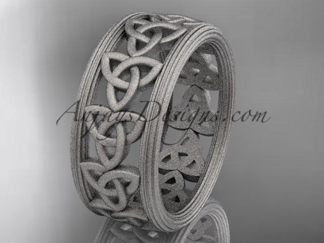 platinum celtic trinity knot wedding band, matte finish wedding band, engagement ring CT7513G - AnjaysDesigns