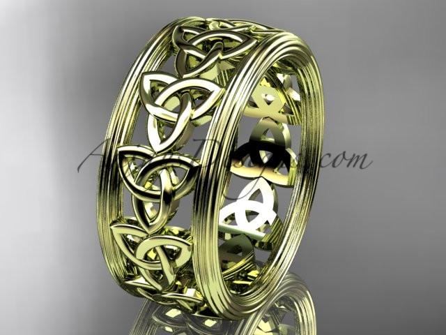 14kt yellow gold celtic trinity knot wedding band, engagement ring CT7513G - AnjaysDesigns