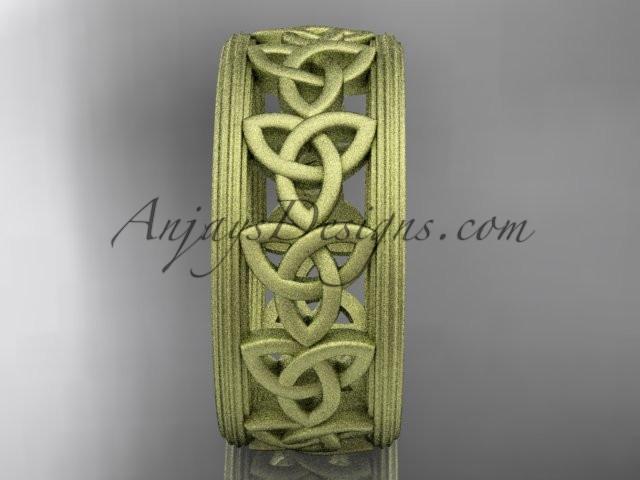 14kt yellow gold celtic trinity knot wedding band, matte finish wedding band, engagement ring CT7513G - AnjaysDesigns