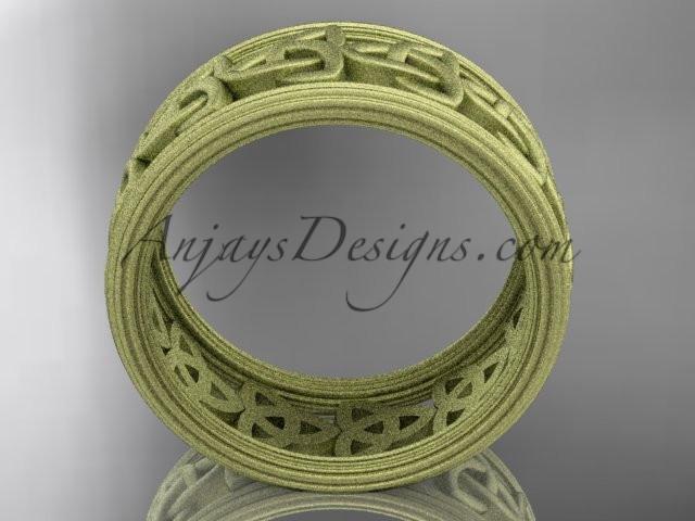 14kt yellow gold celtic trinity knot wedding band, matte finish wedding band, engagement ring CT7513G - AnjaysDesigns