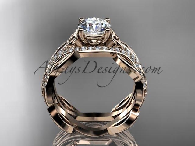 14kt rose gold diamond celtic trinity knot wedding ring, engagement ring CT7515 - AnjaysDesigns