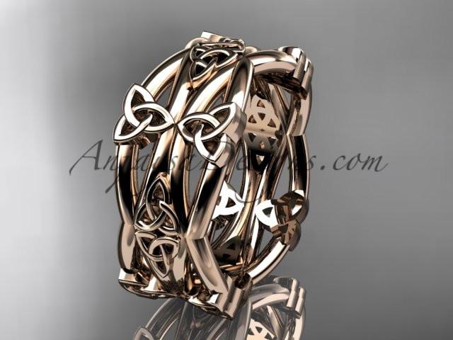 14kt rose gold celtic trinity knot wedding band, engagement ring CT7517G - AnjaysDesigns