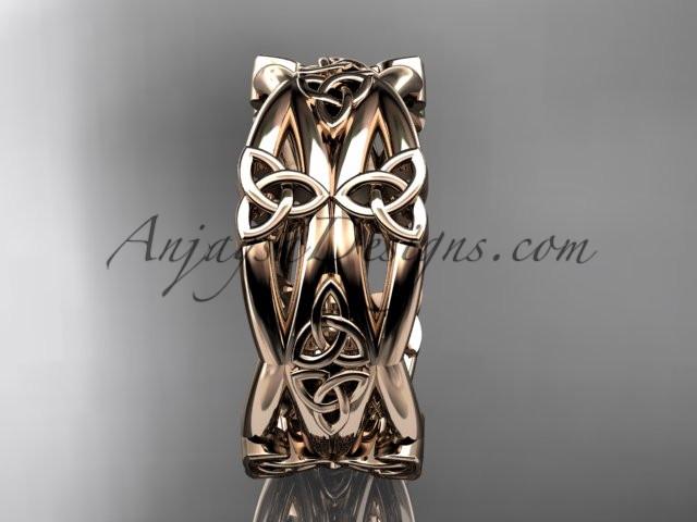 14kt rose gold celtic trinity knot wedding band, engagement ring CT7517G - AnjaysDesigns
