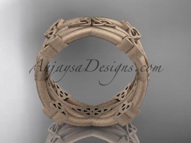 14kt rose gold celtic trinity knot wedding band, matte finish wedding band, engagement ring CT7517G - AnjaysDesigns