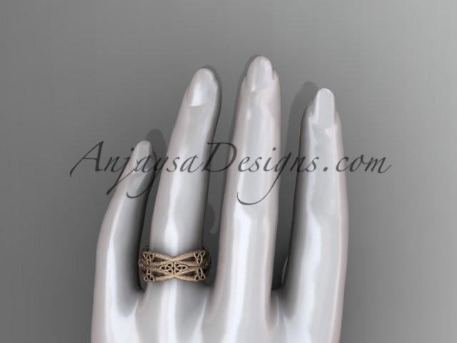 14kt rose gold celtic trinity knot wedding band, matte finish wedding band, engagement ring CT7517G - AnjaysDesigns