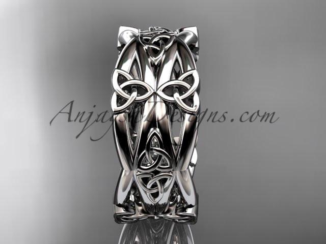 14kt white gold celtic trinity knot wedding band, engagement ring CT7517G - AnjaysDesigns