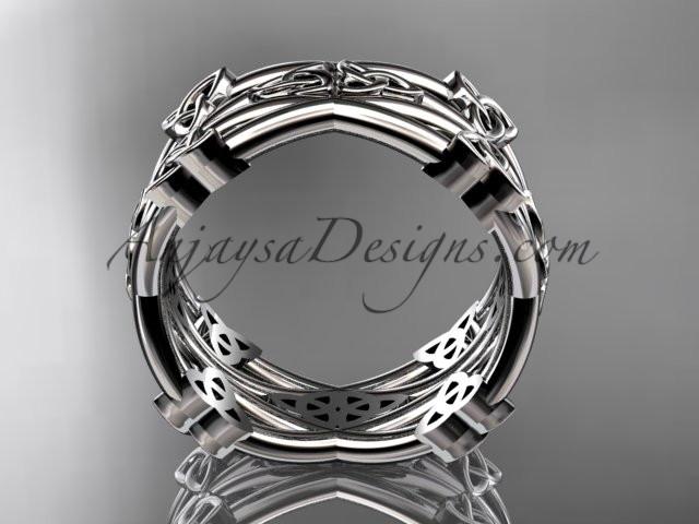 14kt white gold celtic trinity knot wedding band, engagement ring CT7517G - AnjaysDesigns