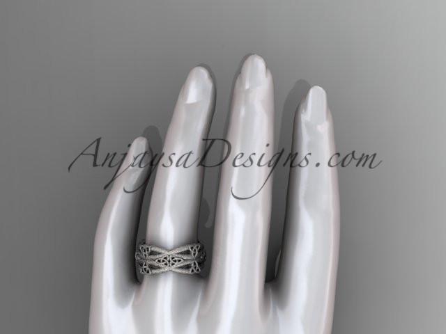 platinum celtic trinity knot wedding band, matte finish wedding band, engagement ring CT7517G - AnjaysDesigns