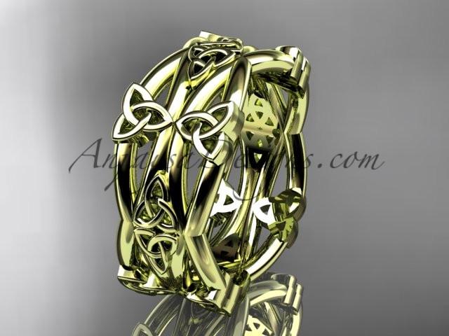 14kt yellow gold celtic trinity knot wedding band, engagement ring CT7517G - AnjaysDesigns