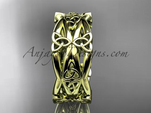 14kt yellow gold celtic trinity knot wedding band, engagement ring CT7517G - AnjaysDesigns