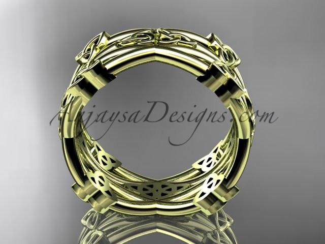 14kt yellow gold celtic trinity knot wedding band, engagement ring CT7517G - AnjaysDesigns
