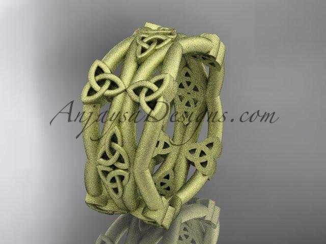 14kt yellow gold celtic trinity knot wedding band, matte finish wedding band, engagement ring CT7517G - AnjaysDesigns
