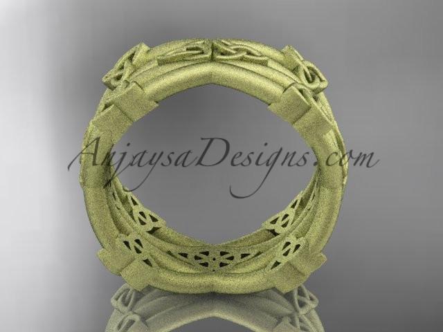 14kt yellow gold celtic trinity knot wedding band, matte finish wedding band, engagement ring CT7517G - AnjaysDesigns
