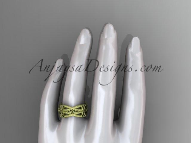14kt yellow gold celtic trinity knot wedding band, matte finish wedding band, engagement ring CT7517G - AnjaysDesigns