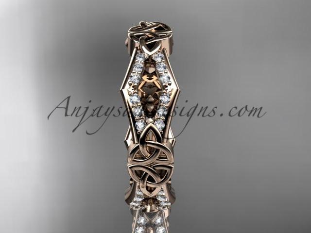 14kt rose gold diamond celtic trinity knot wedding band, triquetra ring, engagement ring CT7518B - AnjaysDesigns