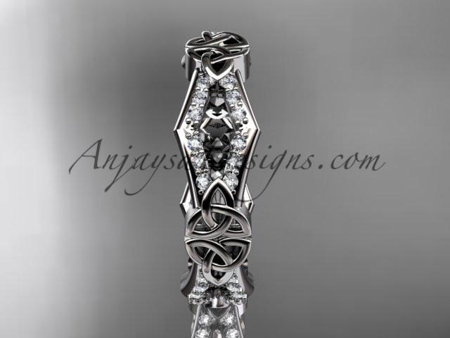 platinum diamond celtic trinity knot wedding band, triquetra ring, engagement ring CT7518B - AnjaysDesigns