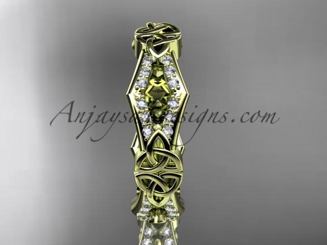 14kt yellow gold diamond celtic trinity knot wedding band, triquetra ring, engagement ring CT7518B - AnjaysDesigns